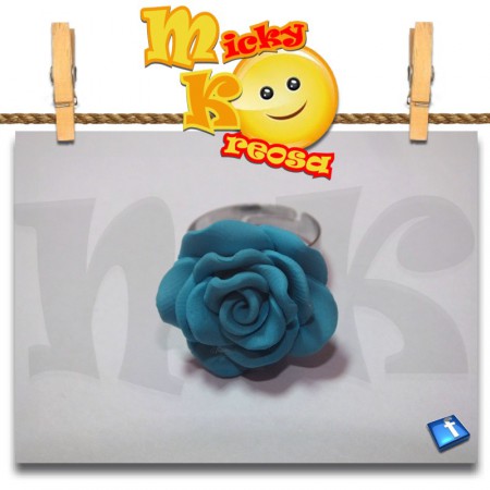 Anello con rosa celeste!